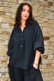 Mimi Pillow Cotton Batwing Blouse Black